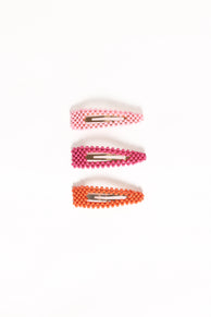 Billie 3 Pack Hair Clips - Pink/Orange