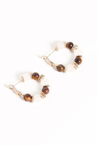 Aster Bead Earrings - Gold/Brown