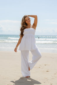Ember Strapless Tunic Top - White