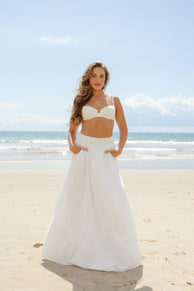 Savie Bow Detail Maxi Skirt - White