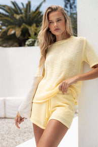 Rita Knitted Short Set - Yellow