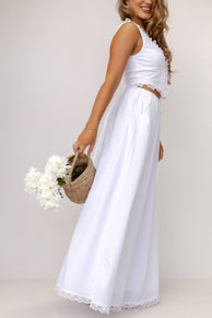 Vanda Lace Trim Maxi Skirt - White