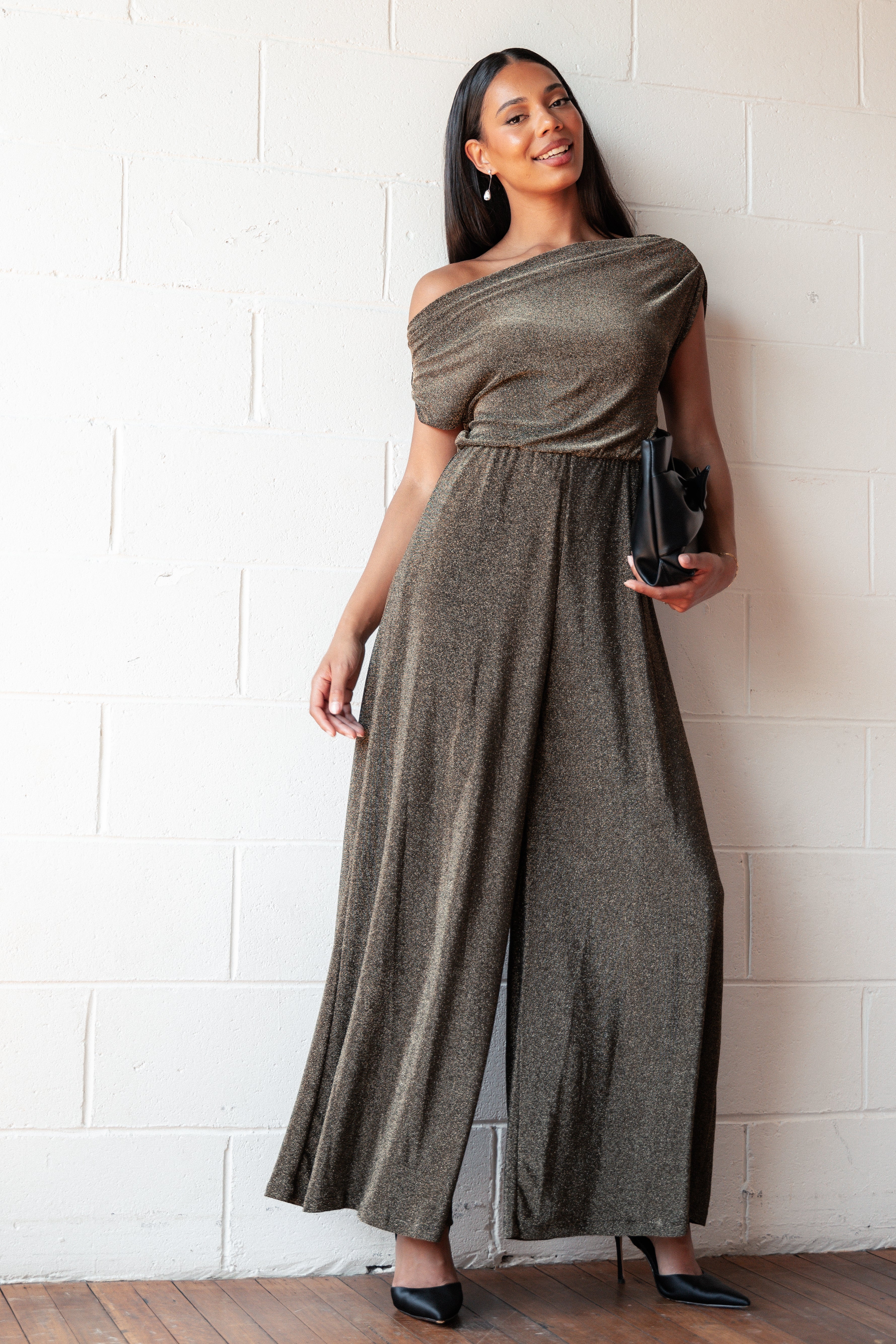 Noelle Jumpsuit - Gold Black