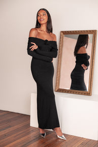 Pennie Maxi Dress - Black Sequin Knit