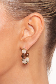 Aster Bead Earrings - Gold/Brown