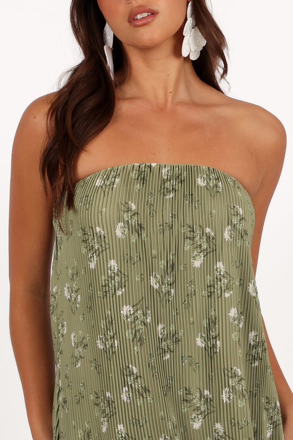 Sylvie Strapless Midi Dress - Sage Botanica