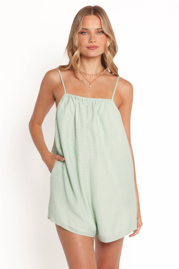 Neva Playsuit - Green Gingham