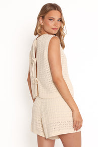 Kaya Tie Back Knit Top - White