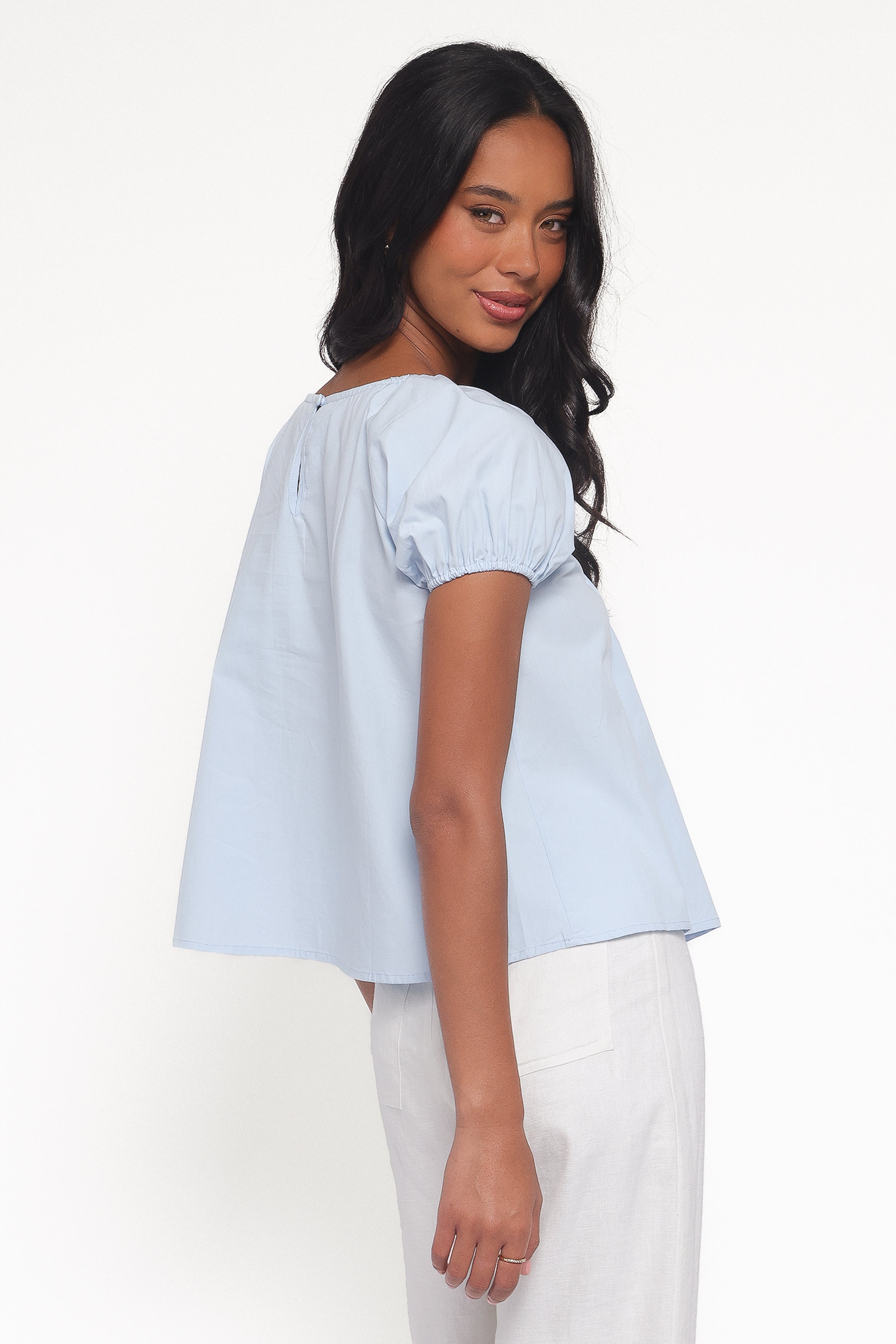 Abbot Pleated Top - Blue