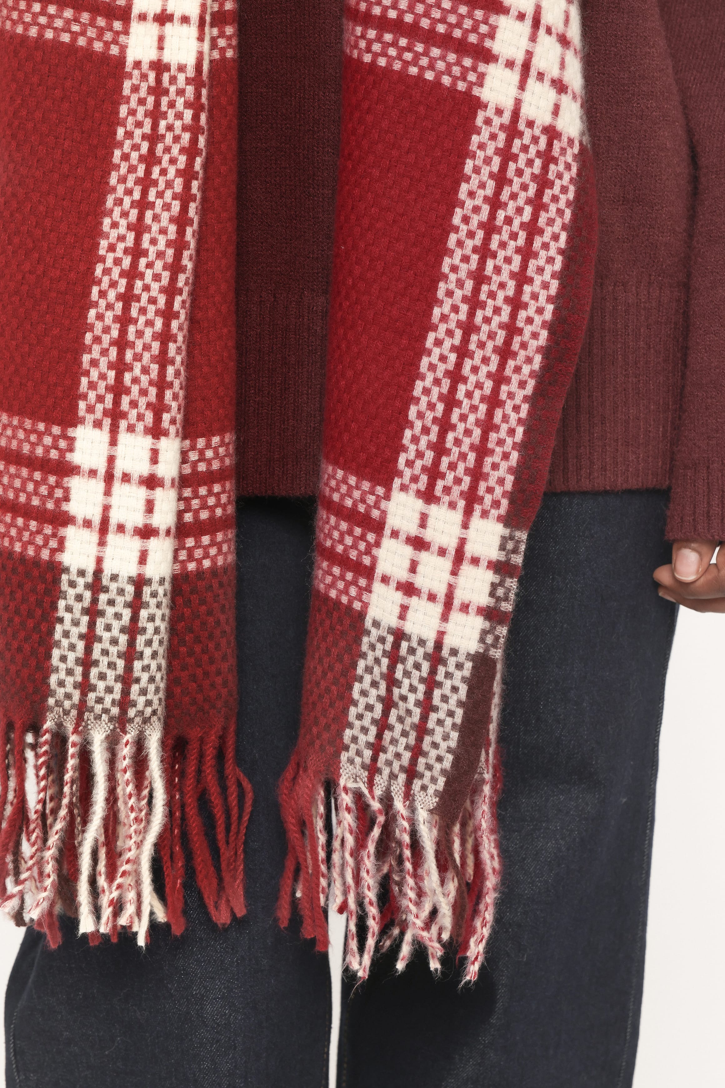 Abigail Scarf - Burgundy Check