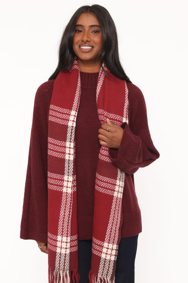 Abigail Scarf - Burgundy Check