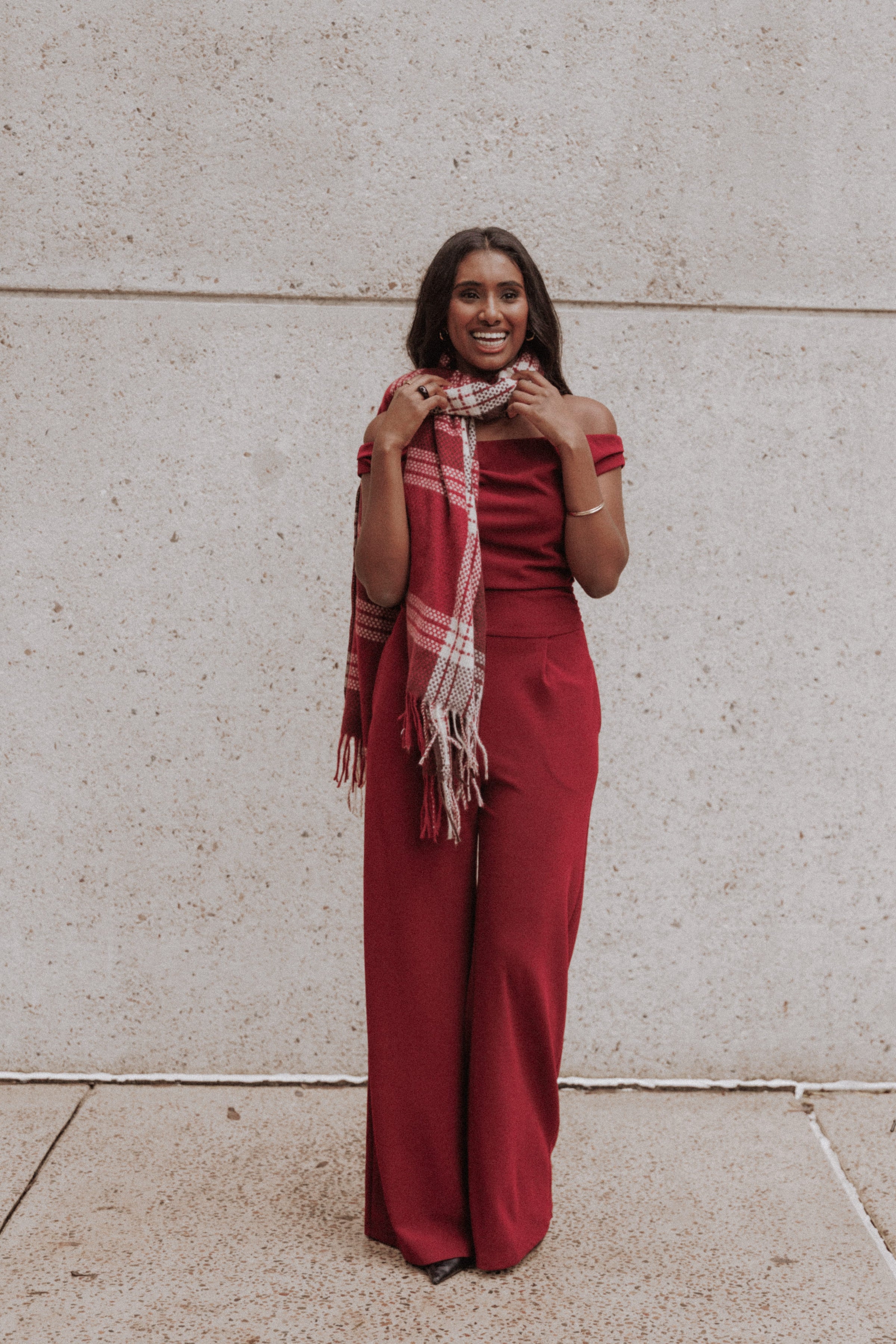 Abigail Scarf - Burgundy Check