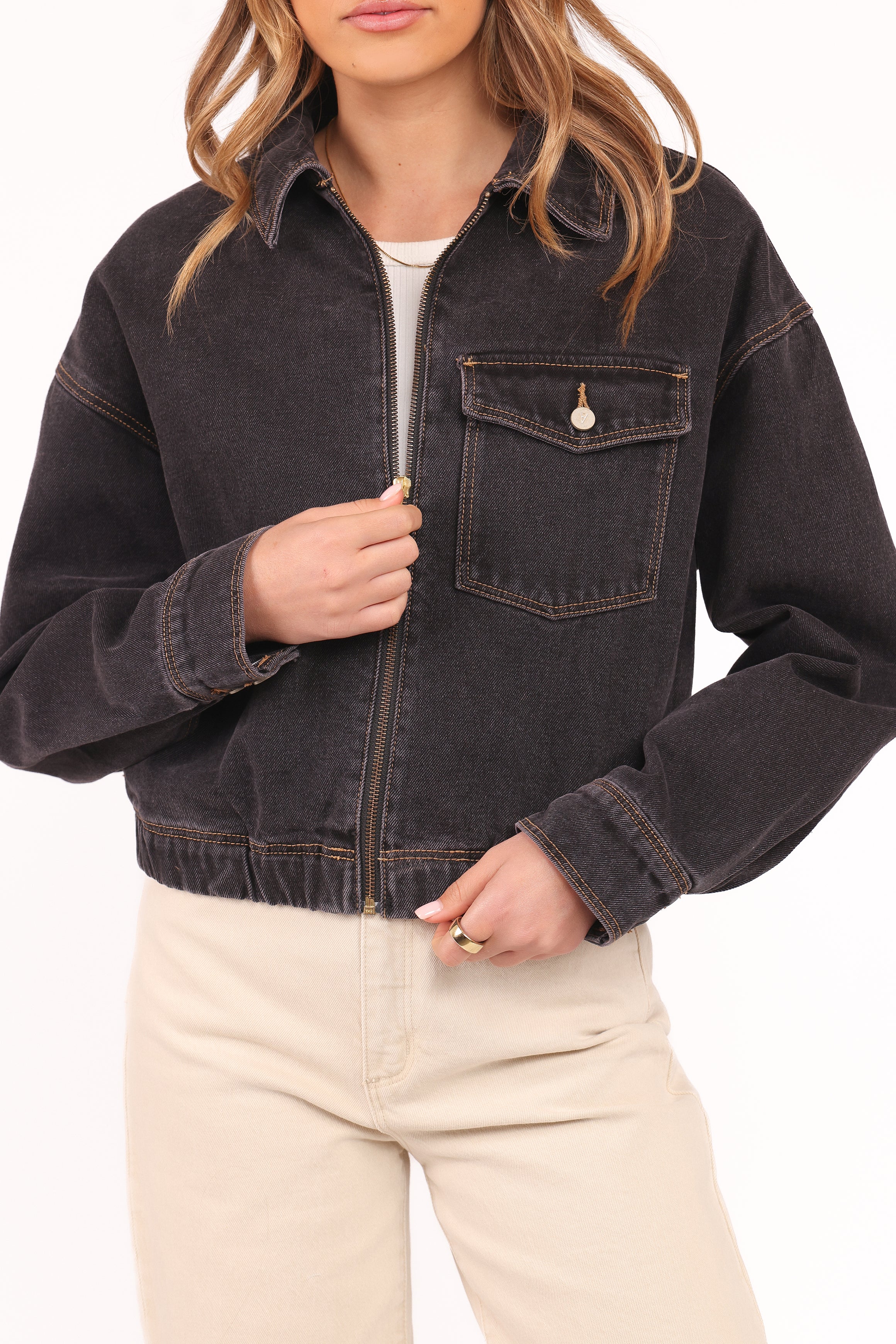 Abrand Denim Bomber Jacket - Cara Washed Black