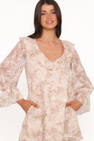 Afton Mini Dress - Cream Floral