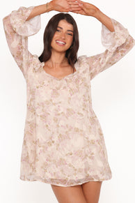 Afton Mini Dress - Cream Floral