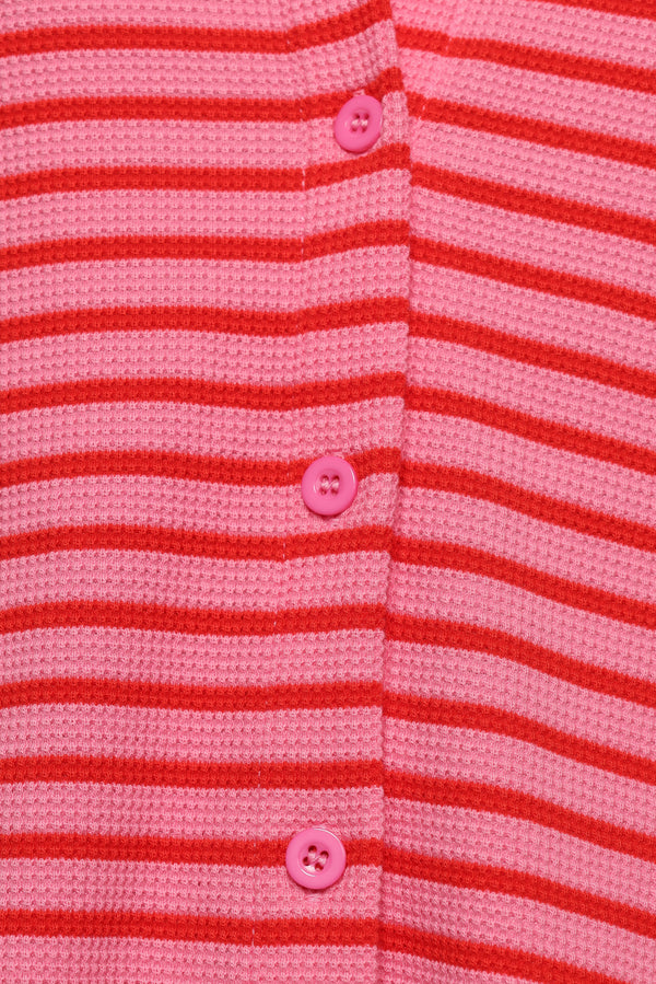 Alden Cotton Knit Set - Pink Red Stripe