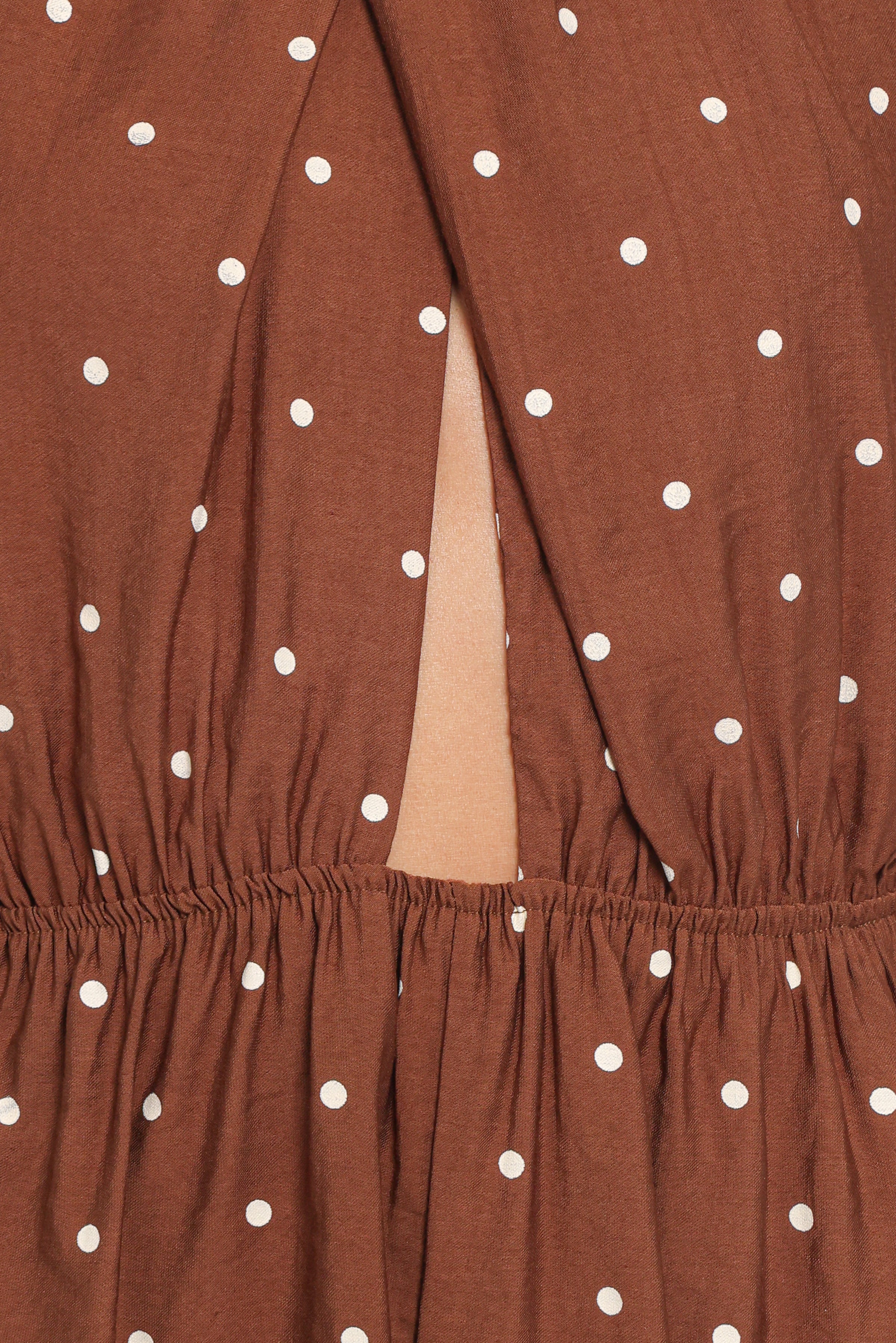 Alex Cross Front Playsuit - Brown Polka Dot