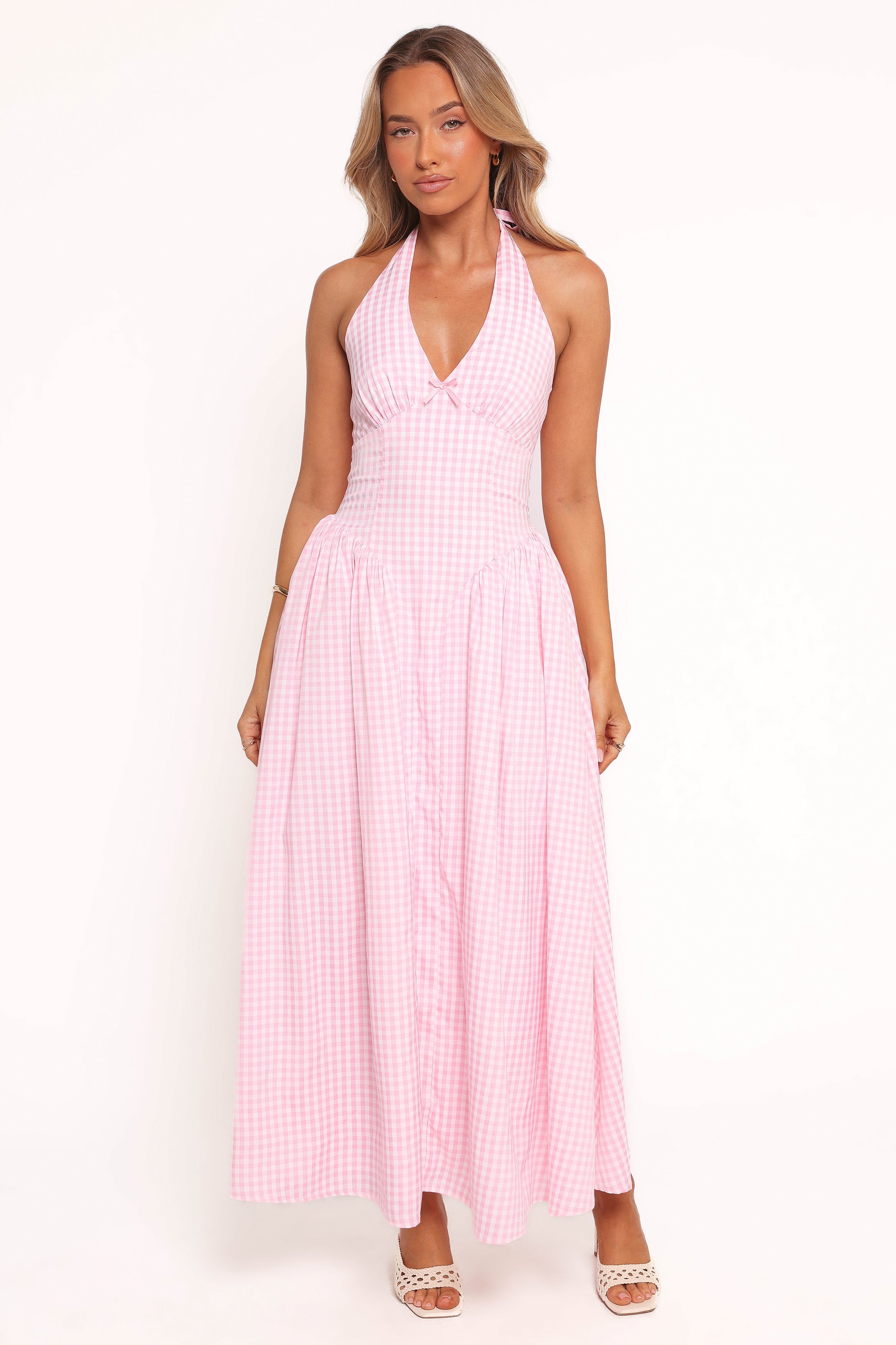 Alicia Midi Dress - Pink Gingham