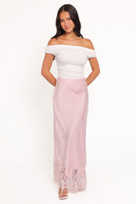 Alira Lace Trim Midi Skirt - Pale Pink