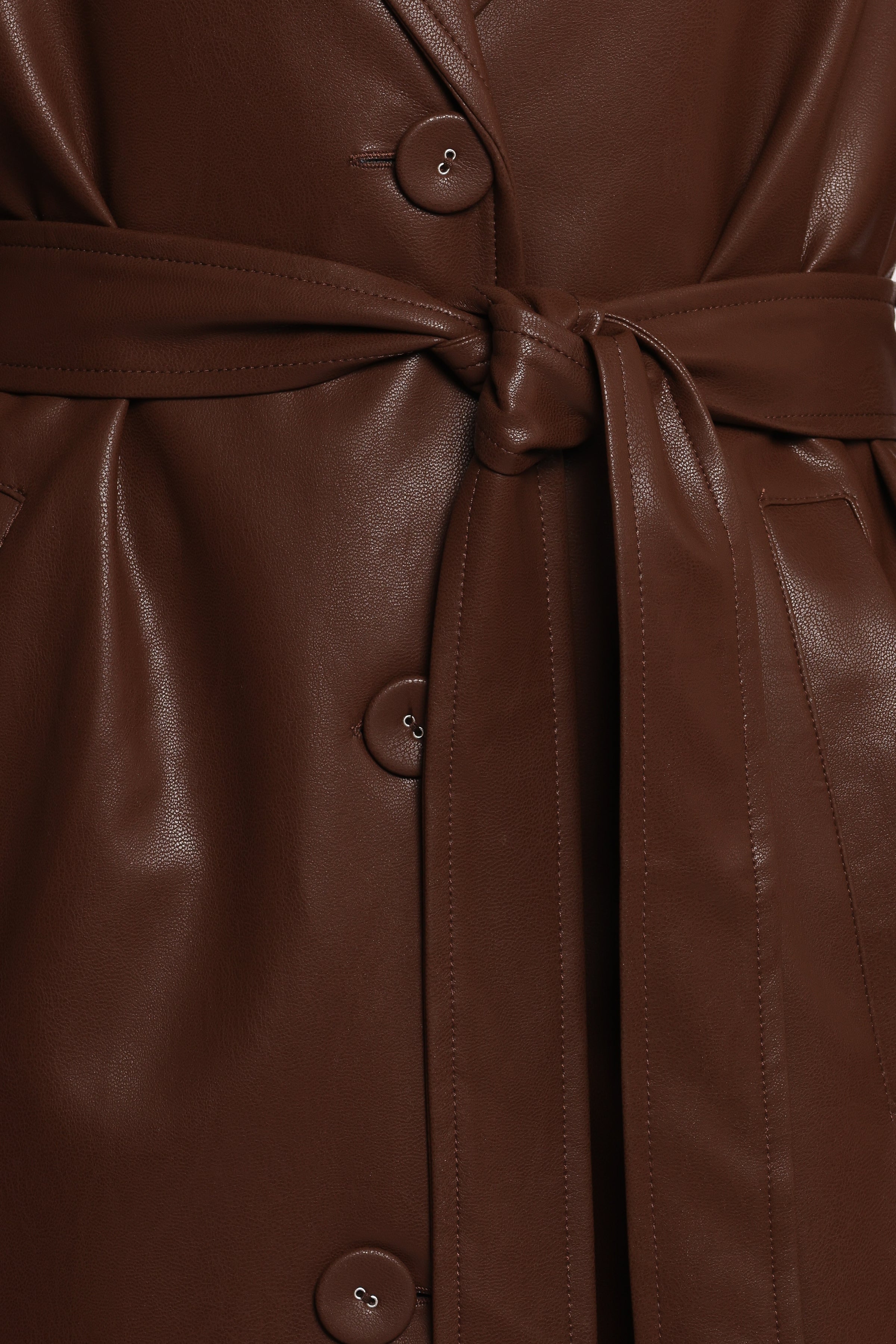 Allison Faux Leather Trench - Brown