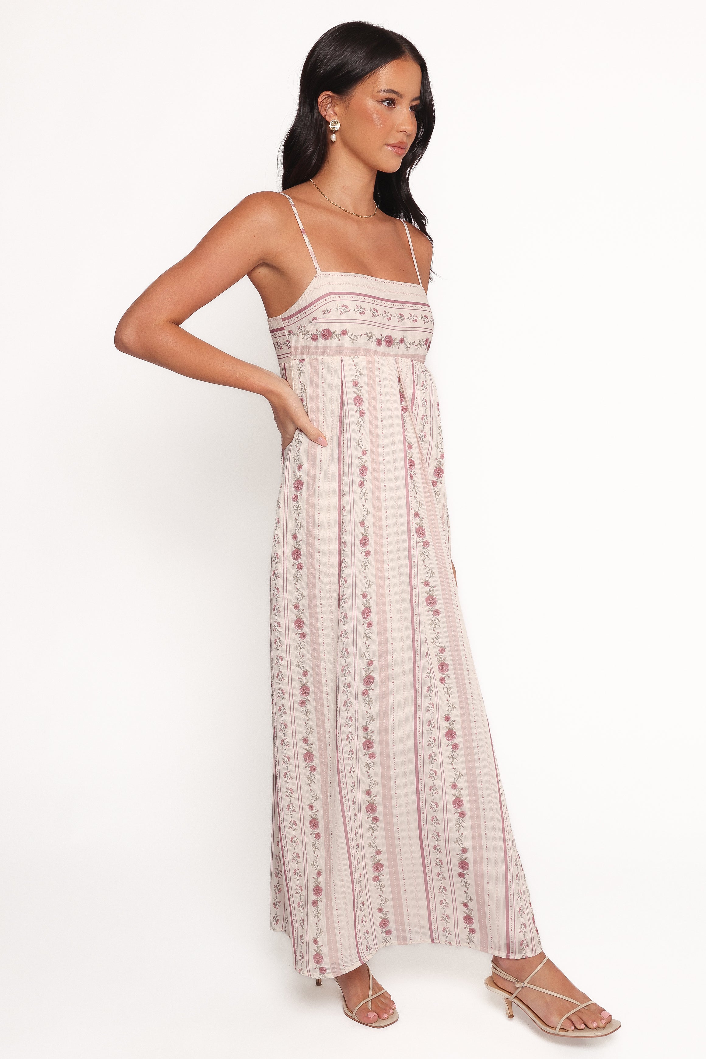 Amaris Maxi Dress - Ivory Mauve Floral
