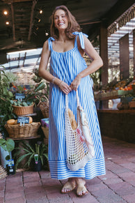 Amber Maxi Dress - Navy White Stripe