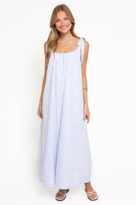 Amber Maxi Dress - Pale Blue Stripe