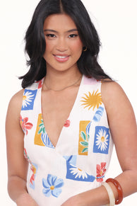 Amicia Wrap Top - Tulip Stamp