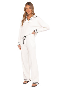 Amina Knit Pant Set - White