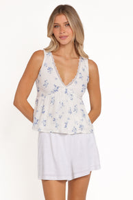 Aminta Top - Blue Floral