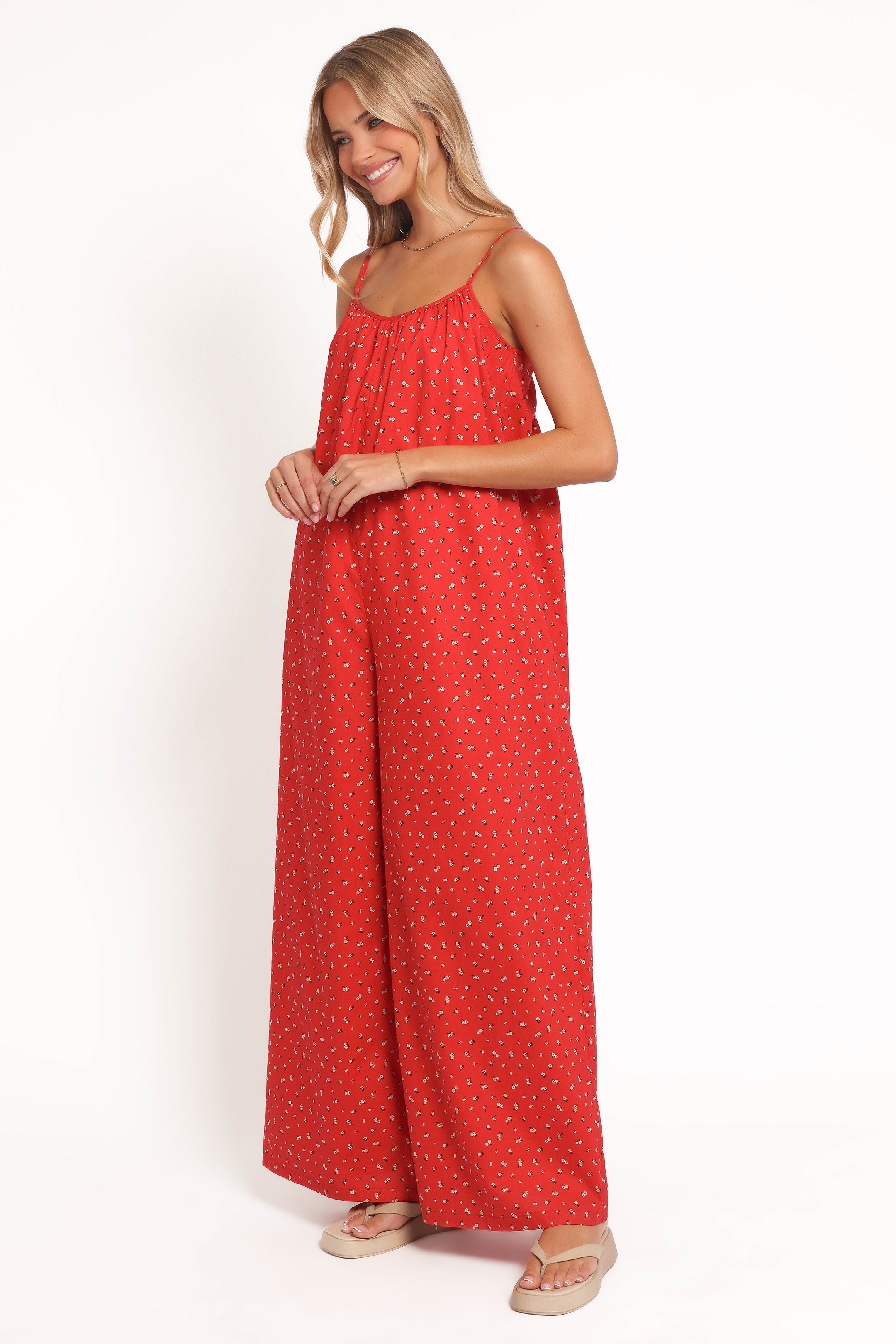 Ana Jumpsuit - Red Ditsy Floral