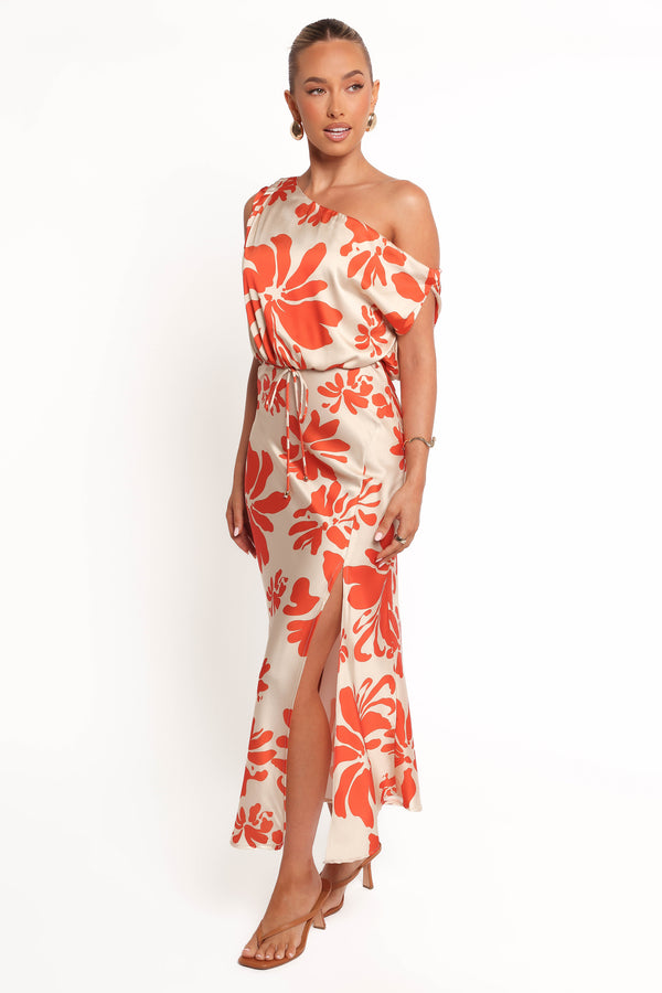 Ana Midi Dress - Red Floral