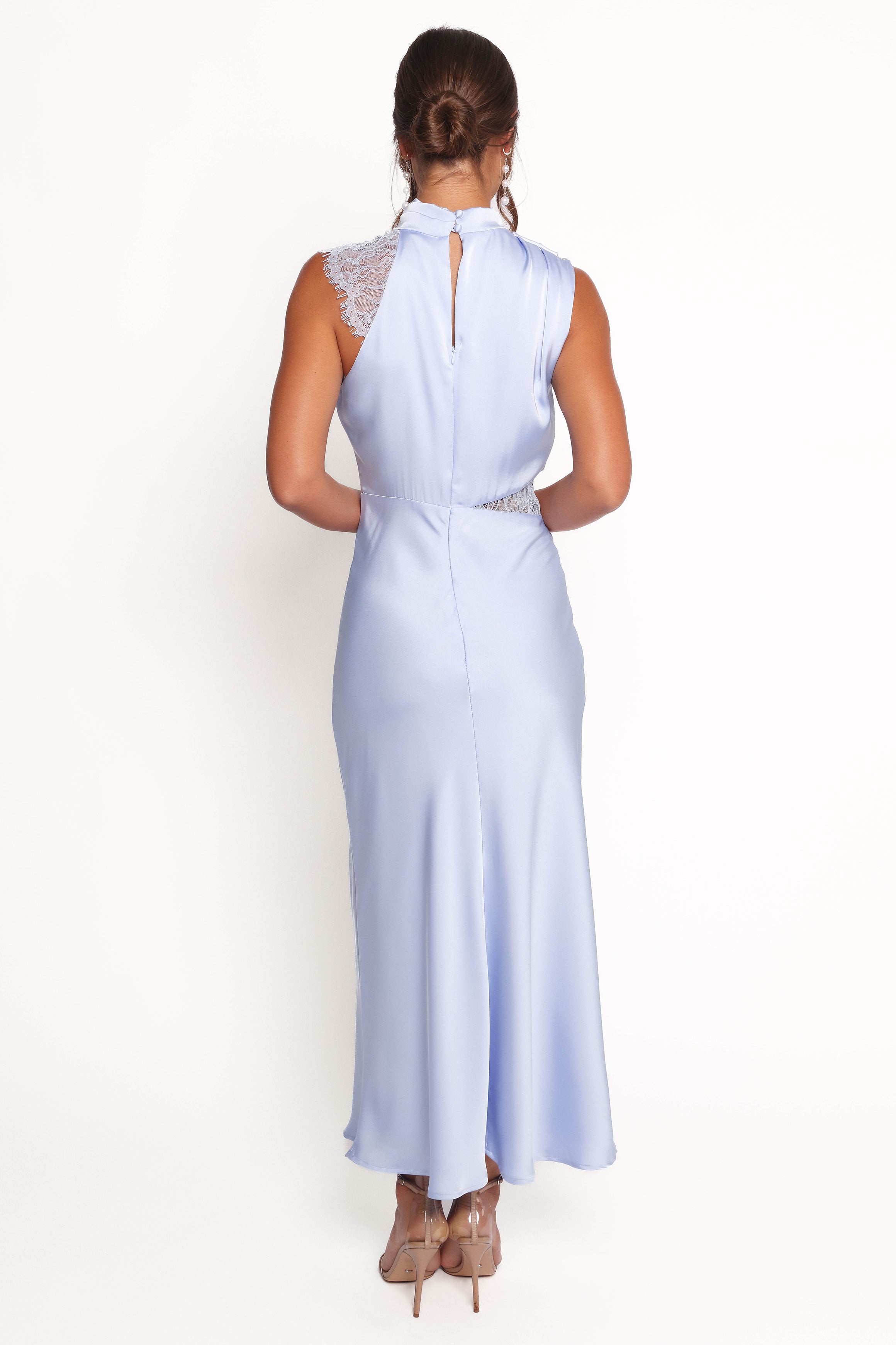 Anabelle Halter Neck Lace Maxi Dress - Baby Blue