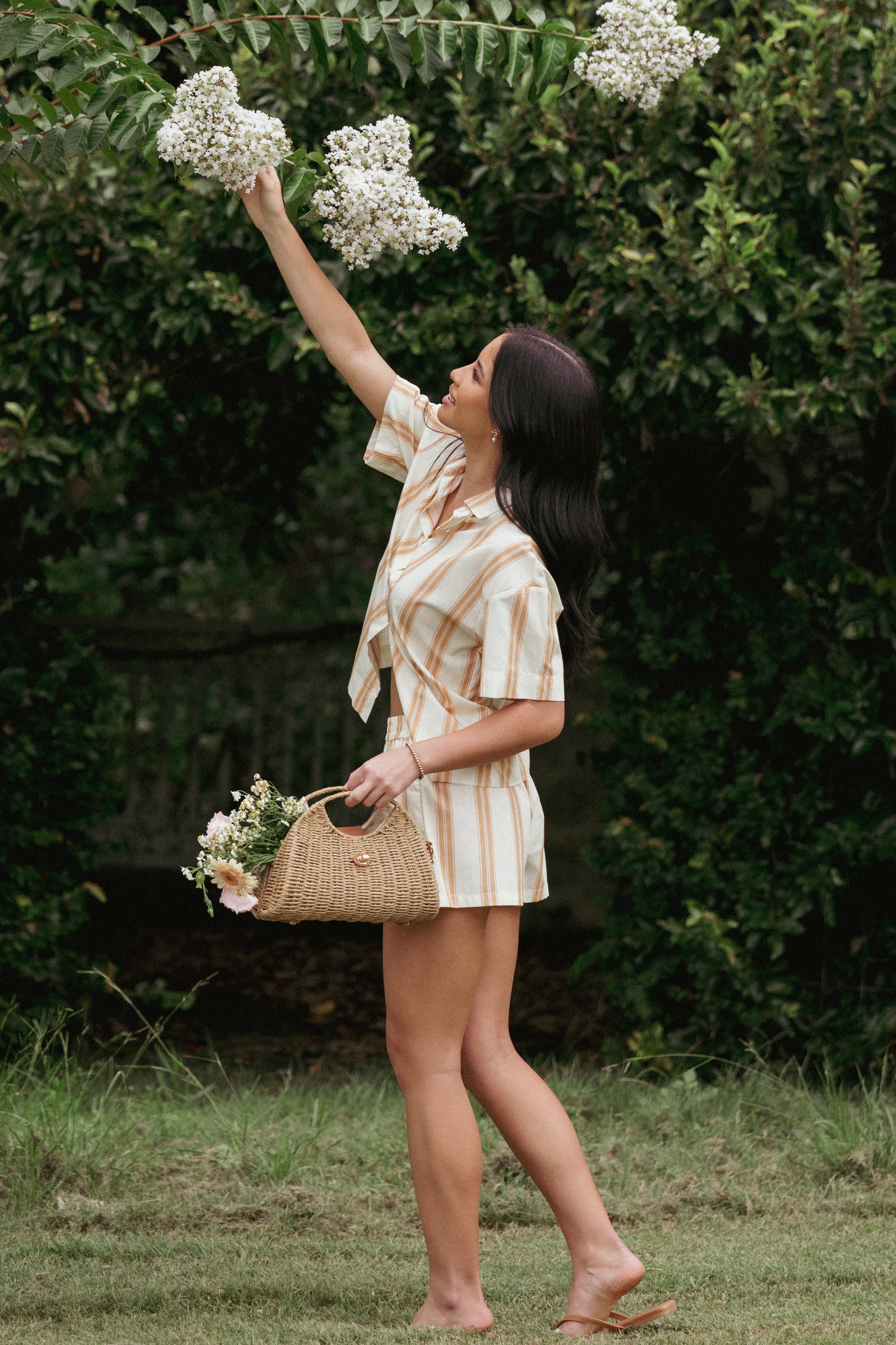 Anita Short Set - Beige Stripes