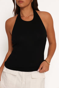 Annelise Knit Halter Top - Black