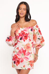 Annette Mini Dress - Orange Floral