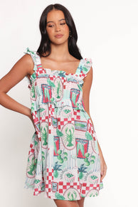 Annis Frill Sleeve Mini Dress - Aqua