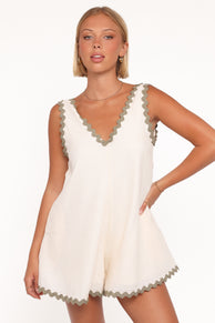 Aoife Playsuit - Cream Olive