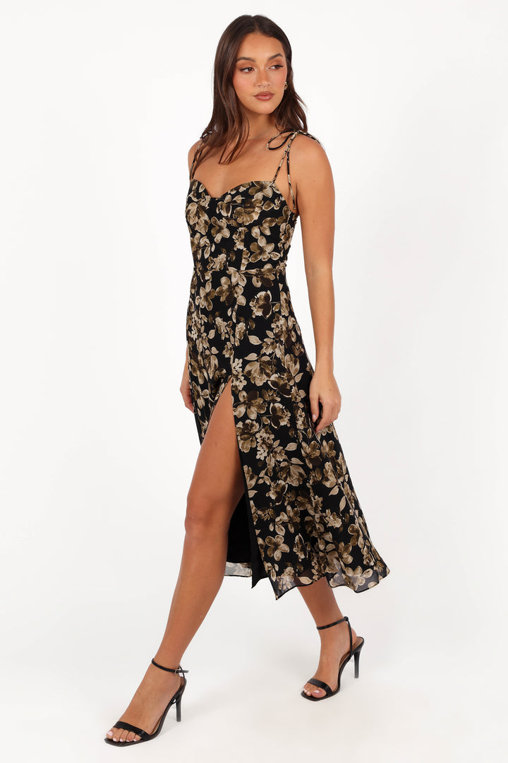 Collective Dress - Arycia Midi Dress - Black Floral fourth image