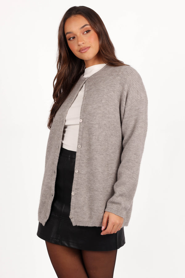 Astor Classic Button Up Cardigan - Grey