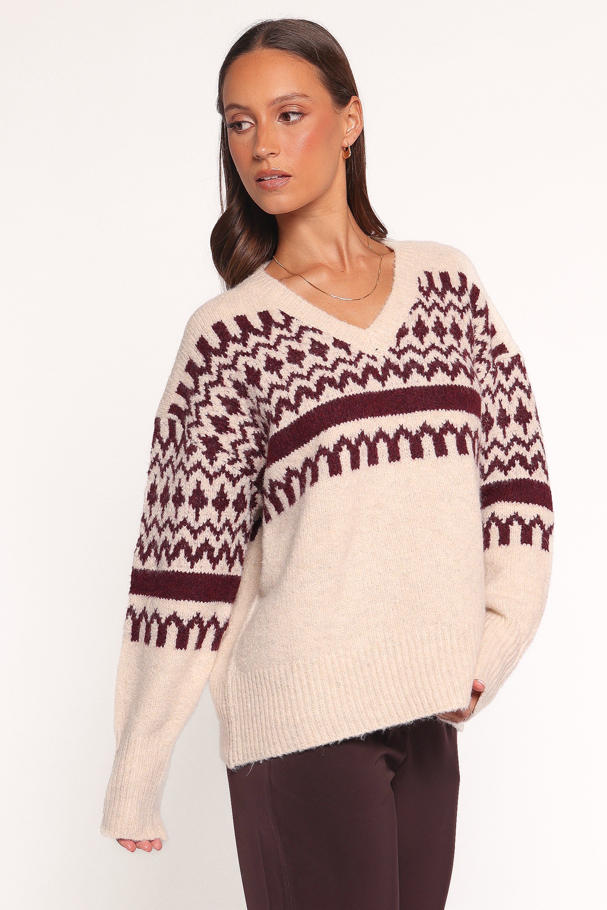 Astrid Sweater - Beige Cherry
