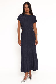 Aria Maxi Skirt Set - Denim Blue