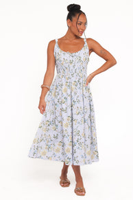 Auguste Midi Dress - Purple Floral