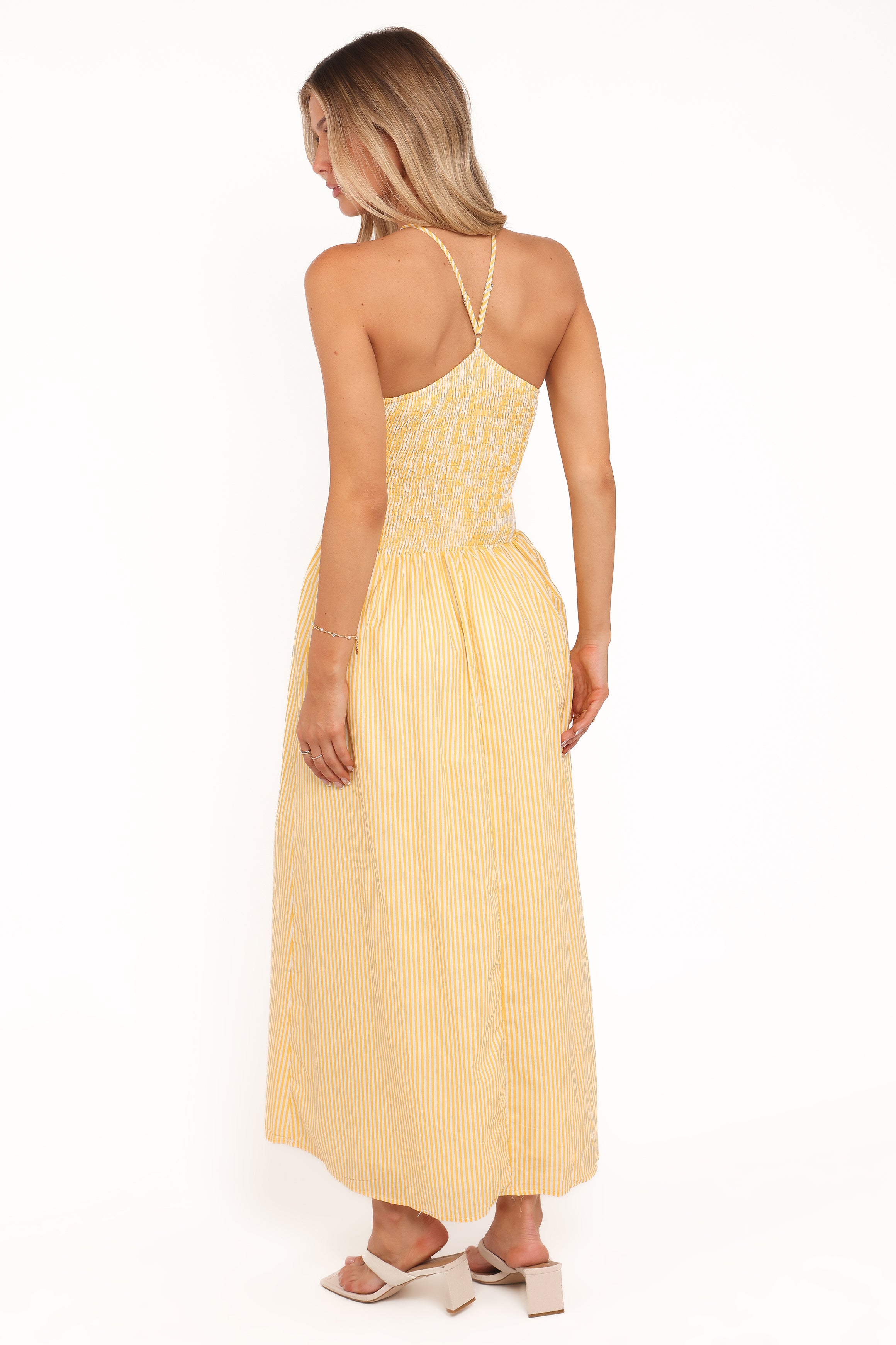 Aviva Smocked Midi Dress - Mango Stripe