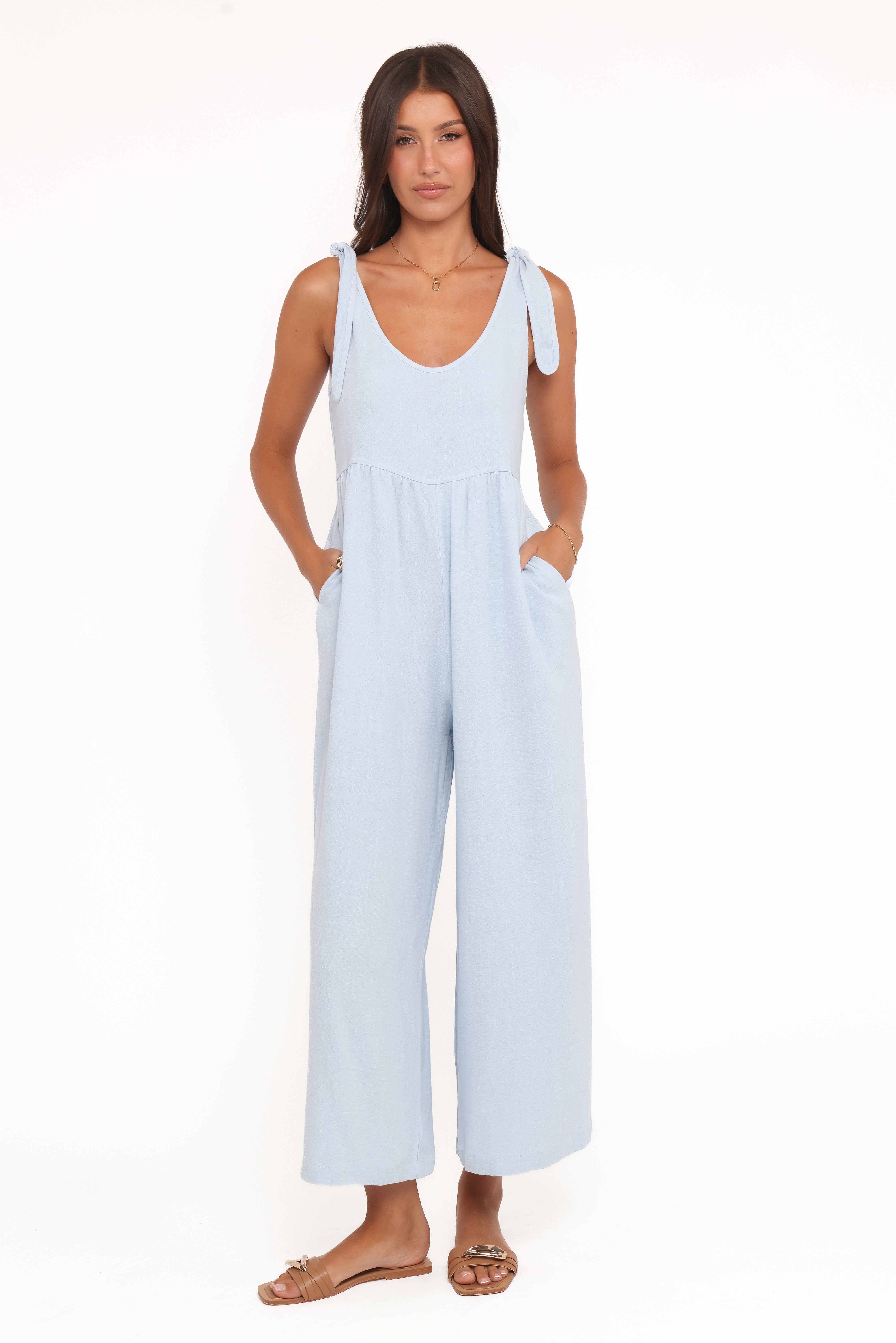 Ayla Linen Jumpsuit - Light Blue