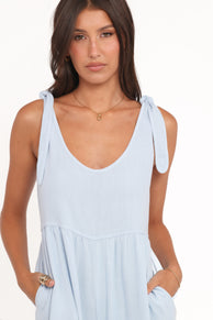 Ayla Linen Jumpsuit - Light Blue