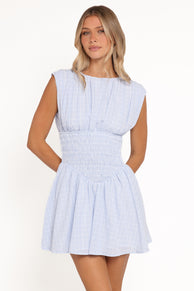 Ayla Mini Dress - Blue Gingham