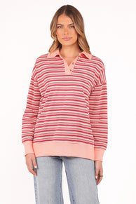 Beau Long Sleeve Jersey Top - Pink Stripe