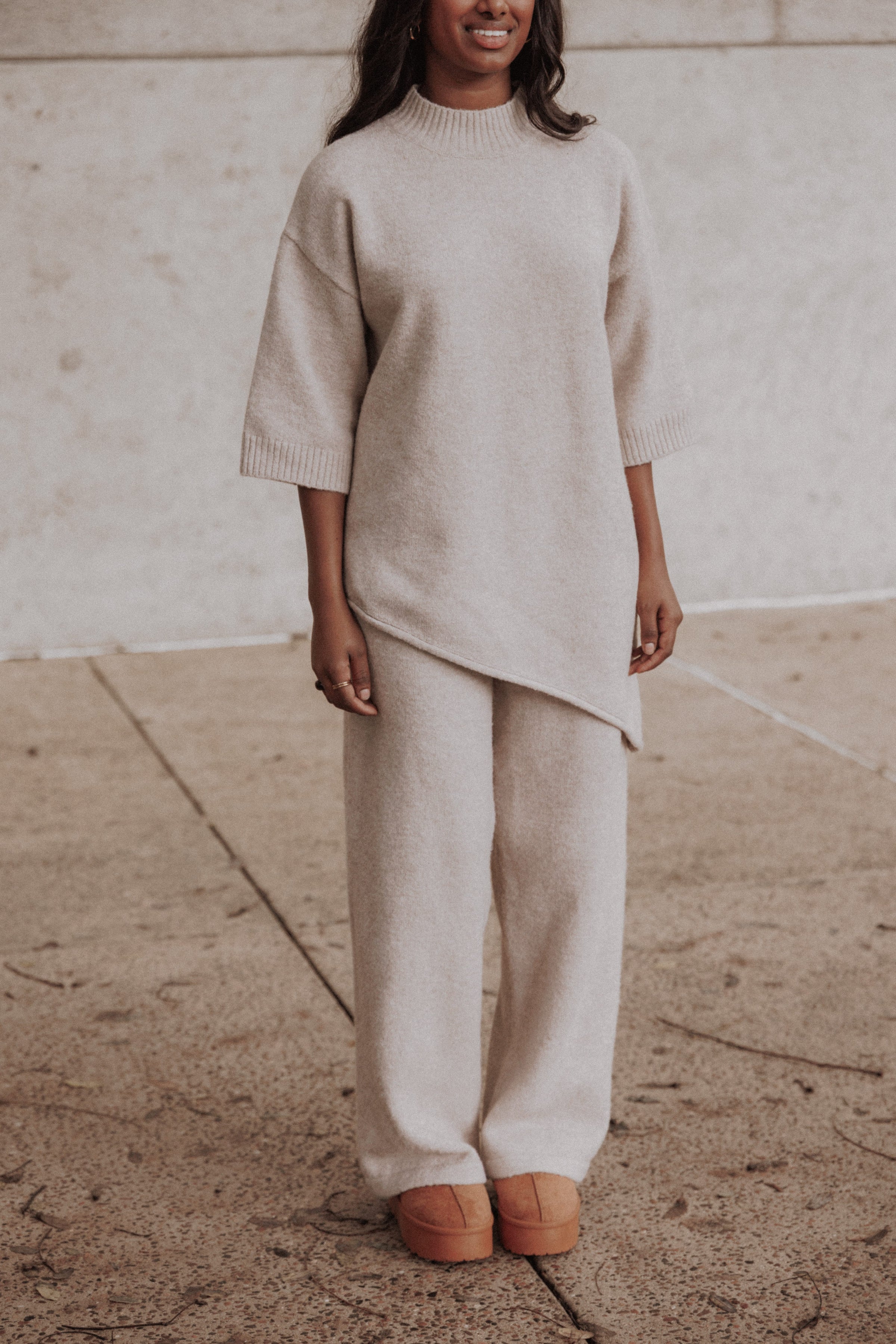 Becky Poncho Pant Set - Beige