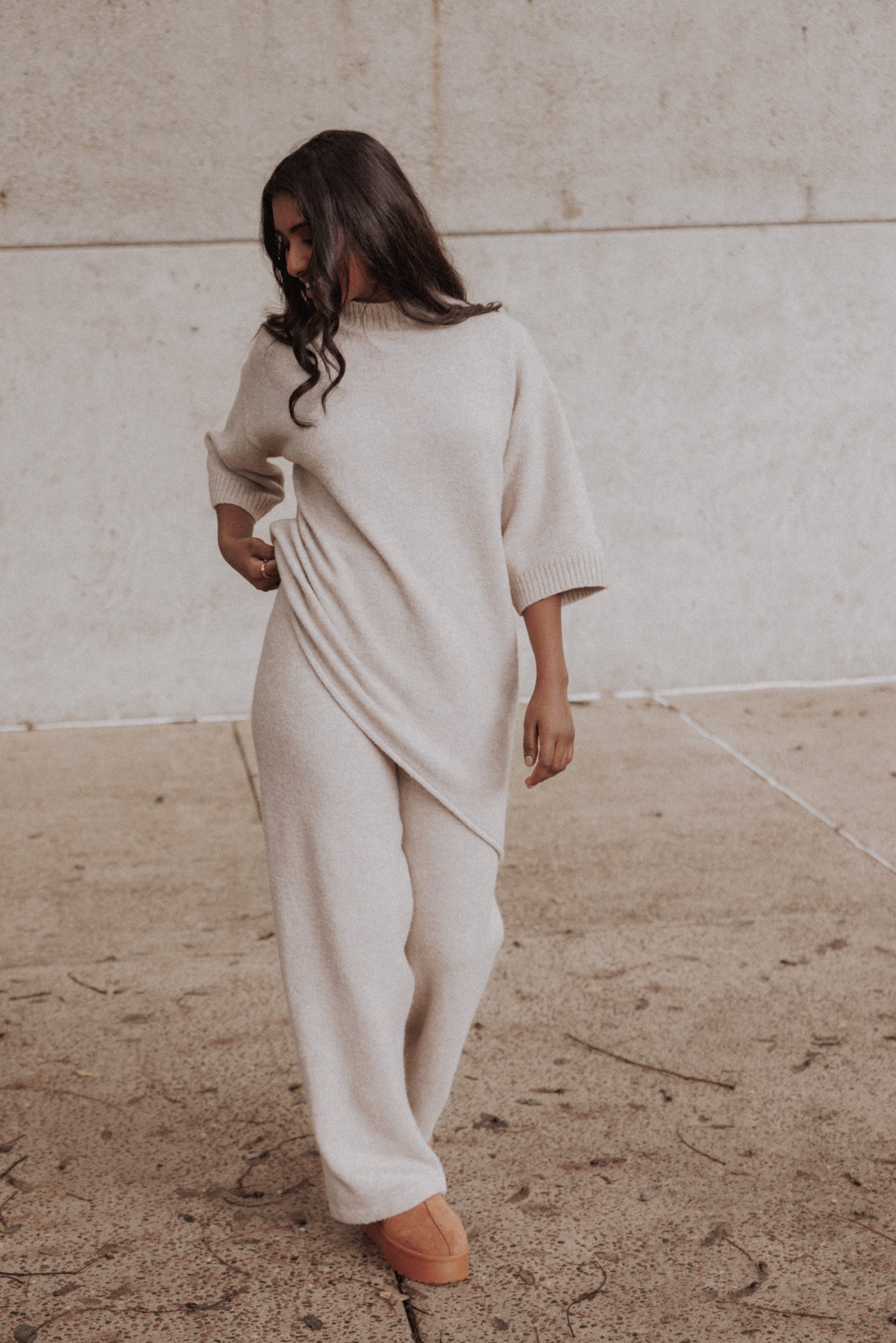 Becky Poncho Pant Set - Beige